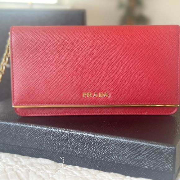 Prada Mini Bandoliera handbag in Red (Fuoco) color - Picture 3 of 10